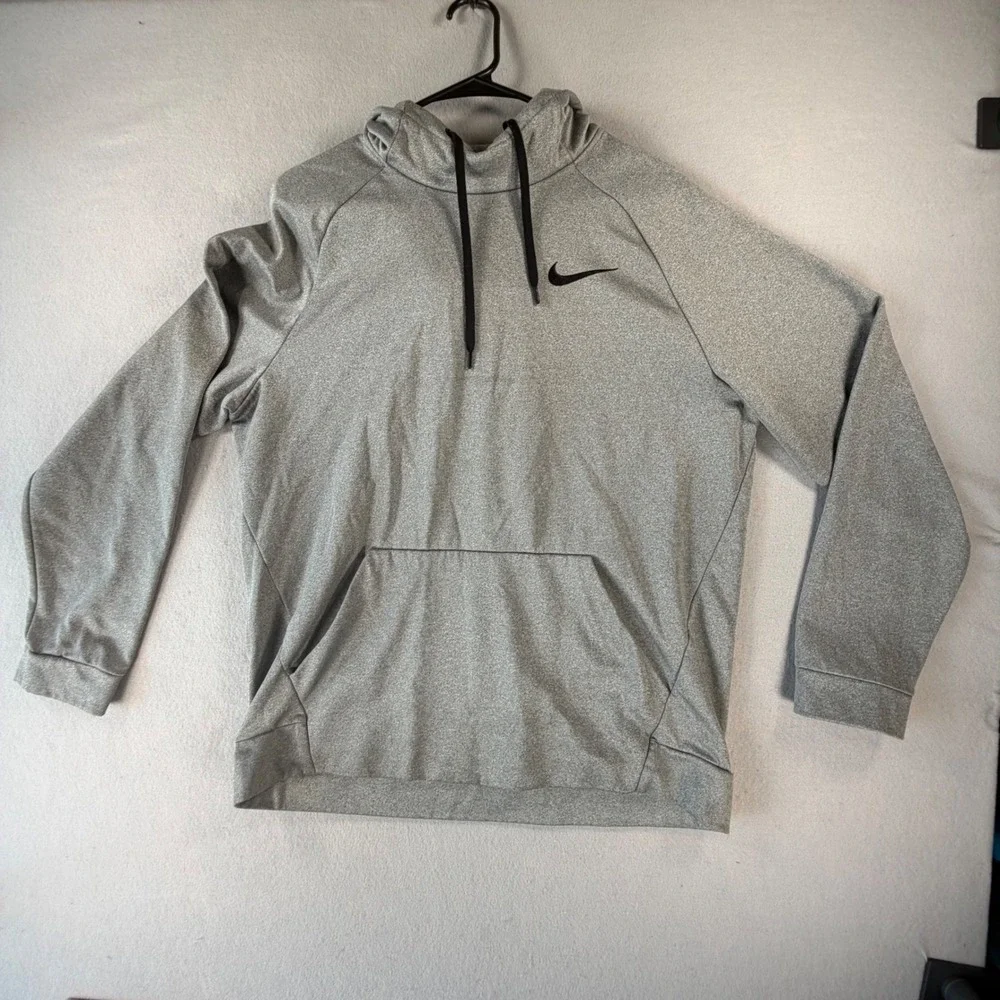 Nike Dri-FIT Hoodie Mens Large Gray Heather Pullover Training Sweatshirt L Grey